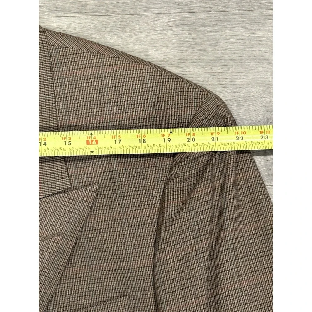 Vintage Burberry Men's Houndstooth‎ Double Breasted Wool Blazer Sport Coat 46 L